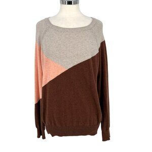 PrAna Havaar Colorblock Sweater Brown Pink Beige Pullover Sweater Size Large